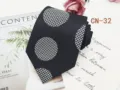 Detail shot of black business men tie with houndstooth polka dot jacquard pattern 8cm width. - CN-32