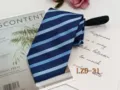 Men business striped zipper tie lazy zipper tie blue pre tied necktie for formal wear - Blue and Light Blue Striped (LZD-31)