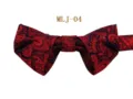 Detailed view of the red paisley jacquard bow tie, showing exquisite fabric texture and pattern. - Red Blue (MLJ-04)