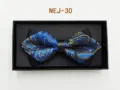 Men's Blue Paisley Bow Tie Elegant Wedding Groom Suit Formal Necktie Gift Boxed New - Blue and Gold Paisley (NEJ-30)