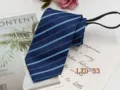 Men's business zipper tie pre-tied easy pull striped necktie formal wear accessory - Striped (LZD-33)