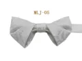 Men's silver jacquard bow tie close-up detail, elegant formal wear accessory view. - Silver Grey (MLJ-05)