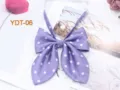 Purple polka dot JK bow tie for women, cute uniform collar ribbon with adjustable strap. - Purple