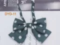 Dark green polka dot JK uniform bow tie, double layer student collar accessory for daily outfit. - DYD-11