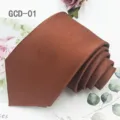 Solid color brown necktie business formal casual dress neck tie for men wedding party 8cm - Dark Brown