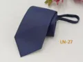 Men's dark blue jacquard striped zipper tie professional business necktie accessory - Navy Blue