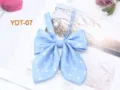 Light blue polka dot JK bow tie detail shot, cute Korean style neck accessory for women. - Sky Blue
