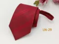 Detail shot of the red jacquard striped men's zipper tie, showing texture and precise finish. - LN-29