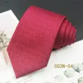 Red textured necktie for men formal wear wedding business dinner stylish 8cm width accessory - C02N-04