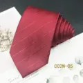 Wine red jacquard striped men's necktie for formal business weddings, 8cm width detail. - C02N-05