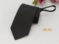 Mens black zipper tie convenience pull on necktie business formal wear 7cm width style new - LN-31