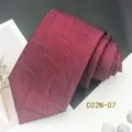 Men red jacquard tie detail view, elegant business formal wedding necktie accessory. - C02N-07