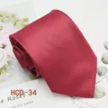 Red men's necktie classic jacquard wedding groom groomsmen polyester neck tie 8cm wide - Red Rose (HCD-34)