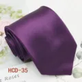 Elegant purple men's necktie made from premium jacquard woven polyester for formal wedding business wear. - Dark Purple (HCD-35)
