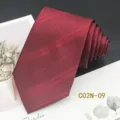 Burgundy men's formal tie with subtle jacquard pattern, perfect for weddings and business wear. - C02N-09
