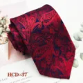 Classic mens red paisley jacquard necktie for wedding groom formal business wear 8cm wide - Red and Blue Paisley (HCD-37)