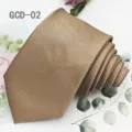 Khaki solid color necktie, high density woven business formal necktie for men, 8cm wide. - Khaki