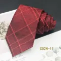 Red men's wedding formal tie, high-density jacquard grid fabric, elegant 8cm wide necktie. - C02N-11