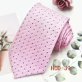 Pink chevron pattern men's necktie with blue dots, jacquard woven polyester tie for formal events. - Pink with Blue Dots Twill (HCD-39)
