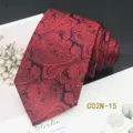 Red paisley jacquard necktie for men formal wedding business dress tie 8cm width style - C02N-15