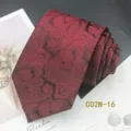 Burgundy paisley jacquard men necktie detail, high density woven fabric for formal wedding suit. - C02N-16