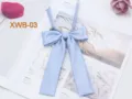 Solid color twill long handle bow tie JK uniform collar flower sweet cute accessory - Sky Blue
