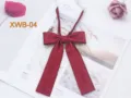Solid dark red twill bow tie for women JK sailor uniform collar decoration accessory. - Burgundy