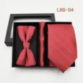 Set Corbata Pajarita Pañuelo Rojo Hombre Negocios Traje Formal Accesorios Detalle - LHS-04