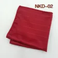 Red striped pocket square detail view, textured fabric, men suit accessory, stylish handkerchief. - NKD-02