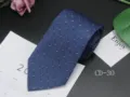 Close-up detail of the classic blue business necktie with delicate checkered pattern design. - CD-30