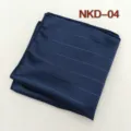 Men navy blue striped pocket square polyester jacquard suit handkerchief formal decor - NKD-04