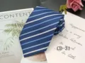 Blue striped men's business tie close-up, classic jacquard design for formal wear and office suit. - CD-31