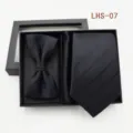 Conjunto de corbata pajarita pauelo de bolsillo para hombre caja de regalo traje formal - LHS-07