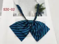 Double layer striped JK bow tie for women, versatile blue and black butterfly collar item. - Blue and Black Striped