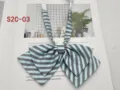 Double layer striped JK bow tie for women, versatile student uniform collar accessory. - Light Blue Striped