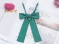 Solid color twill JK uniform bow tie, elegant long collar flower for women and girls daily wear. - Dark Green
