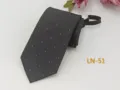 Men formal business zipper necktie with grey striped pattern, easy wear jacquard tie style. - LN-51