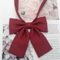 Solid wine red JK flat bowtie, stylish Japanese college uniform decorative bow accessory. - Burgundy