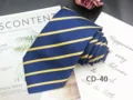 Classic men's blue business tie with yellow diagonal stripes, perfect for formal wear. - CD-40