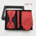 Conjunto corbata pajarita pañuelo hombre rojo boda negocio traje accesorios detalle - LHS-16