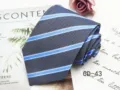 Men business striped necktie detail shot, 8cm width jacquard polyester formal wear tie. - CD-43