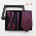Elegante set de regalo de 3 piezas corbata pajarita pañuelo para traje formal de hombre. - LHS-23
