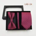 Set de regalo de corbata, pajarita y pañuelo para hombre, accesorios elegantes de boda. - LHS-24