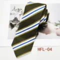 Vintage green striped men's necktie for business formal and casual suit wear 8cm wide - HFL-04