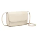 Bolso Bandolera Trenzado Elegante Mujer Piel PU Bolso Hombro Blanco Roto Pequeño Solapa - Blanco Roto