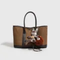 Bolso tote de jardín de tweed para mujer, elegante bolso de hombro gran capacidad otoño invierno. - Con Muñeco / S