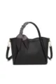 Bolso de cubo negro con asa de pañuelo pata de gallo, elegante bolso cruzado para mujer. - Negro