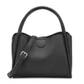 Bolso de mano negro de cuero para mujer gran capacidad bolso cruzado retro elegante - Negro