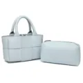 Bolso de mano trenzado azul claro con estuche a juego juego de bolsos elegantes para mujer - Azul claro