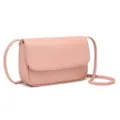 Bolso bandolera de piel trenzada rosa, pequeño bolso elegante para mujer diario. - Rosa